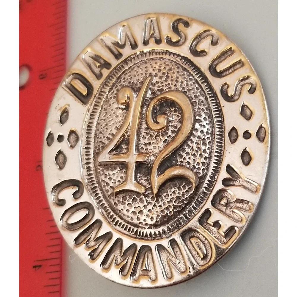 Damascus Commandery 42 Knights Templar Masonic Antique Vtg Belt Buckle